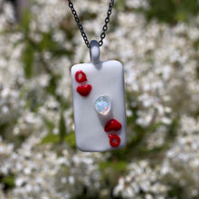 Load image into Gallery viewer, Glass Queen of Hearts Pendant with White Heart Opal