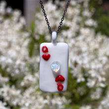 Load image into Gallery viewer, Glass Queen of Hearts Pendant with White Heart Opal