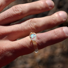Load image into Gallery viewer, Blown Glass Ring with Heart Opal