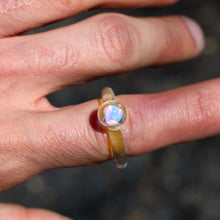 Load image into Gallery viewer, Blown Glass Ring with Heart Opal
