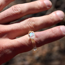 Load image into Gallery viewer, Blown Glass Ring with Heart Opal