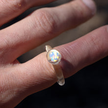 Load image into Gallery viewer, Blown Glass Ring with Heart Opal