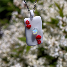 Load image into Gallery viewer, Glass Queen of Hearts Pendant with White Heart Opal