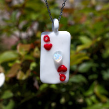 Load image into Gallery viewer, Glass Queen of Hearts Pendant with White Heart Opal
