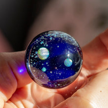 Load image into Gallery viewer, Blown Glass space marble with opal planets