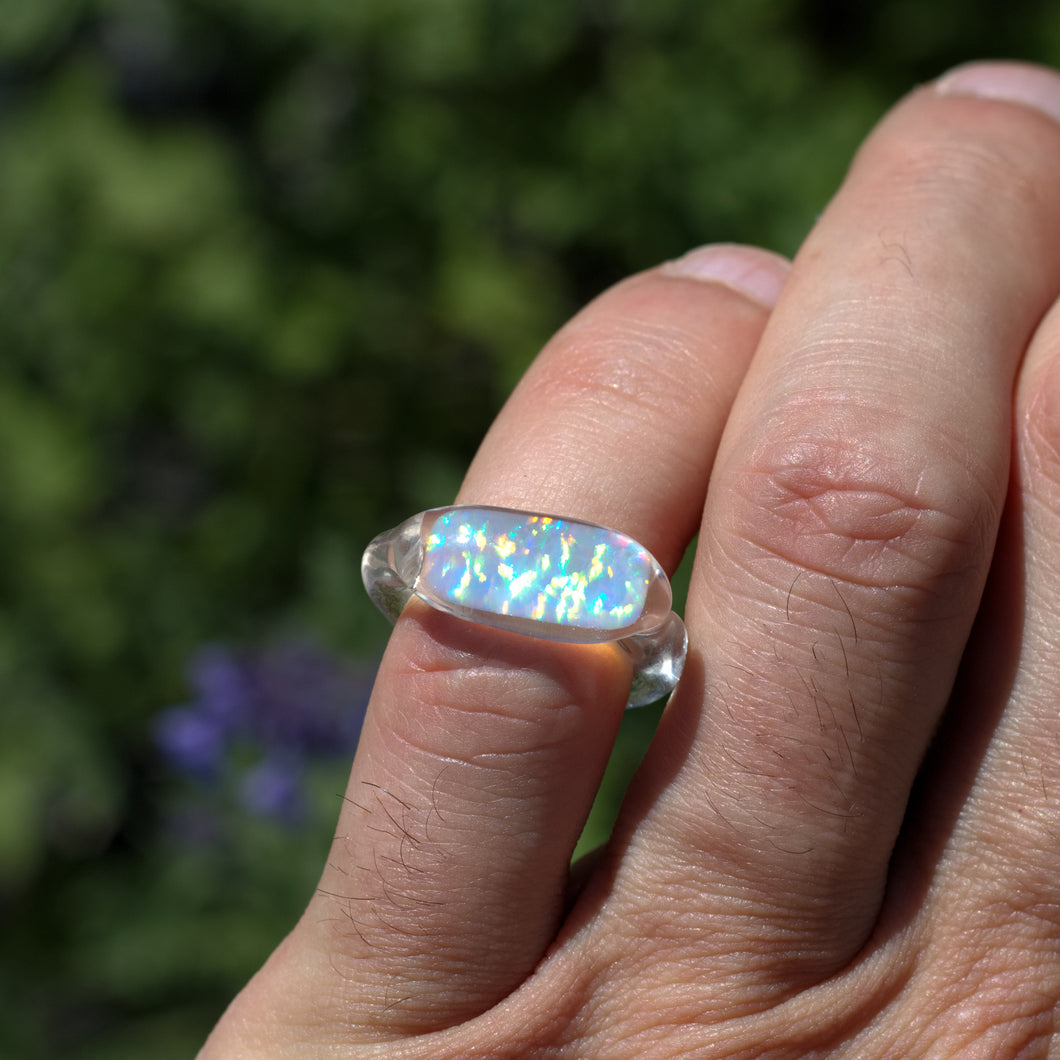 Glass Ring with Opal