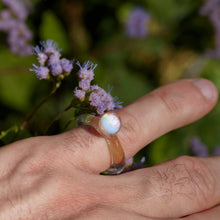 Load image into Gallery viewer, Handmade Glass Ring with Opal Gemstone
